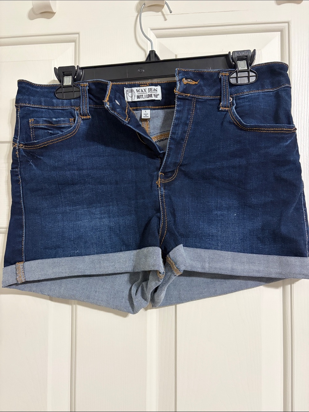 Wax Jean Dark Blue Rolled Cuff Denim Shorts